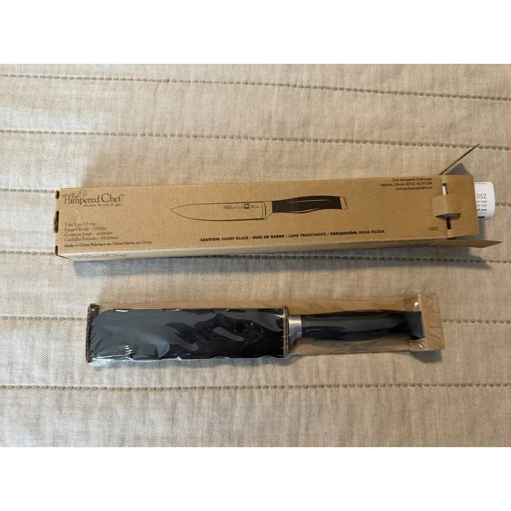 Pampered Chef Forged Utility Knife 5” Blade Cutlery New In Package German Steel